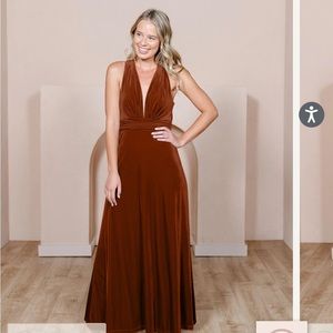 Revelry Dylan Velvet Rust Bridesmaid Dress